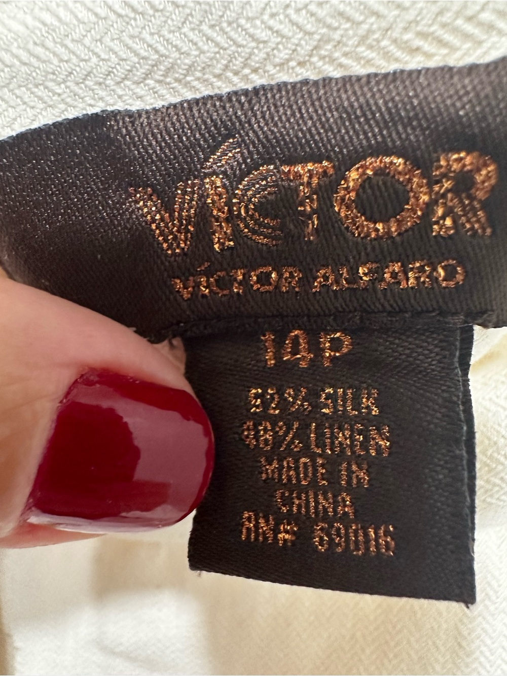 Victor Alfaro Silk Linen blend Cream Cropped Straight-Leg Pants - Picture 5 of 5